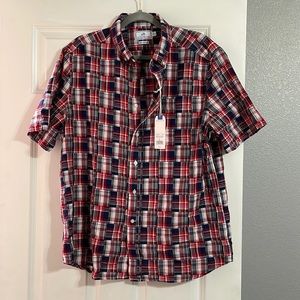 Southern Tide SS button up. Men's Large. Style#6721  color# 2545 Poppy Red NWT